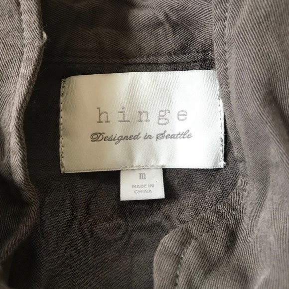 HINGE button zip up olive army green cargo pockets jacket utility crochet grunge - Picture 6 of 7